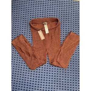 Pretty Little Thing Knit Crochet Maxi Bottoms Leggings Yoga Rust Orange XS